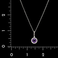 14K White Gold Estate Amethyst and Diamond Pendant Necklace