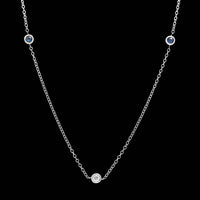 14K White Gold Estate Sapphire and Diamond Necklace