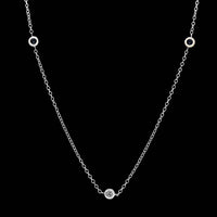 14K White Gold Estate Sapphire and Diamond Necklace