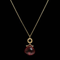 18K Yellow Gold Estate Pink Tourmaline Pendant Necklace