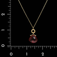 18K Yellow Gold Estate Pink Tourmaline Pendant Necklace