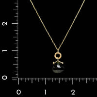 18K Yellow Gold Estate Green Tourmaline Pendant Necklace