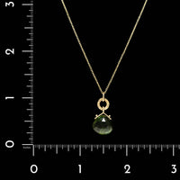 18K Yellow Gold Estate Green Tourmaline Pendant Necklace