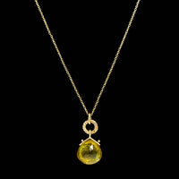 18K Yellow Gold Estate Green Tourmaline Pendant Necklace