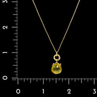 18K Yellow Gold Estate Green Tourmaline Pendant Necklace