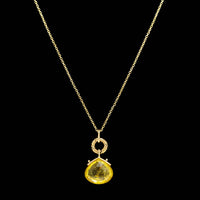 18K Yellow Gold Estate Yellow Tourmaline Pendant Necklace