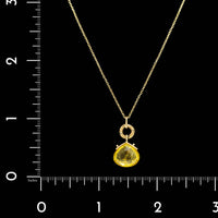 18K Yellow Gold Estate Yellow Tourmaline Pendant Necklace