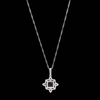 14K White Gold Estate Amethyst and Diamond Pendant Necklace