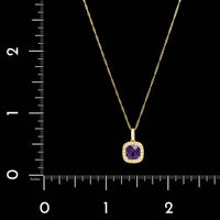 14K Yellow Gold Estate Amethyst and Diamond Pendant Necklace