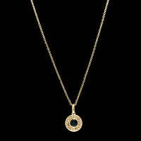 14K Yellow Gold Estate Blue Topaz and Diamond Pendant Necklace