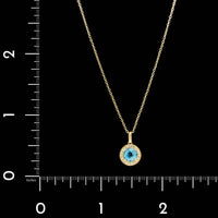14K Yellow Gold Estate Blue Topaz and Diamond Pendant Necklace