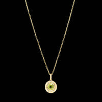 14K Yellow Gold Blue Peridot and Diamond Pendant Necklace