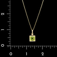 14K Yellow Gold Estate Peridot and Diamond Pendant Necklace