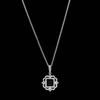 14K White Gold Estate Peridot and Diamond Pendant Necklace