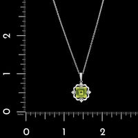 14K White Gold Estate Peridot and Diamond Pendant Necklace