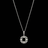 14K White Gold Estate Peridot and Diamond Pendant Necklace