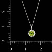 14K White Gold Estate Peridot and Diamond Pendant Necklace