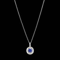 14K White Gold Estate Tanzanite and Diamond Pendant Necklace