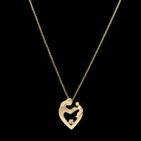 14K Yellow Gold Estate Diamond Mother and Child Pendant Necklace