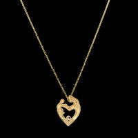 14K Yellow Gold Estate Diamond Mother and Child Pendant Necklace