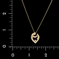 14K Yellow Gold Estate Diamond Mother and Child Pendant Necklace