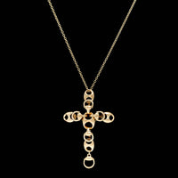 Gucci 18K Yellow Gold Estate Marina Link Cross Pendant Necklace