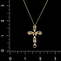 Gucci 18K Yellow Gold Estate Marina Link Cross Pendant Necklace