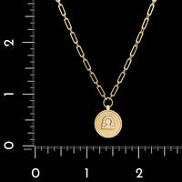 14K Yellow Gold Estate Diamond Omega Symbol Pendant Necklace