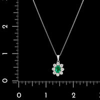 18K White Gold Estate Emerald and Diamond Pendant Necklace