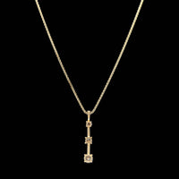 14K Yellow Gold Estate Diamond Three Stone Pendant Necklace