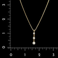 14K Yellow Gold Estate Diamond Three Stone Pendant Necklace