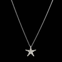14K White Gold Estate Diamond Star Pendant Necklace