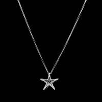 14K White Gold Estate Diamond Star Pendant Necklace