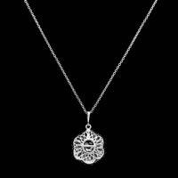 14K White Gold Estate Diamond Pendant Necklace