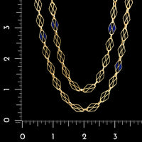 18K Yellow Gold Estate Fancy Link Blue Enamel Necklace