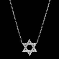 14K White Gold Estate Star of David Diamond Necklace