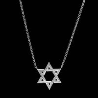 14K White Gold Estate Star of David Diamond Necklace