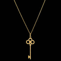 Tiffany & Co. 18K Yellow Gold Estate Emerald and Diamond Crown Key Pendant Necklace