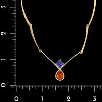 18K Yellow Gold Estate Orange Garnet and Tanzanite Necklace
