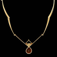 18K Yellow Gold Estate Orange Garnet and Tanzanite Necklace