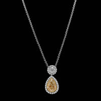 Platinum Estate Fancy Light Yellow Diamond Pendant Necklace