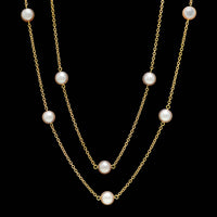 Mikimoto 18K Yellow Gold Estate Akoya Cultured Pearl Tin Cup Necklace