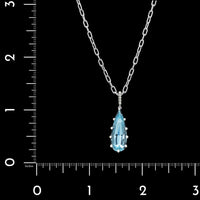 18K White Gold Estate Aquamarine and Diamond Pendant Necklace
