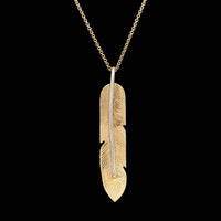 14K Two-tone Gold Estate Feather Pendant Necklace