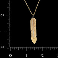 14K Two-tone Gold Estate Feather Pendant Necklace