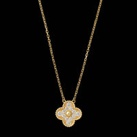 Van Cleef & Arpels 18K Yellow Gold Estate Vintage Alhambra Diamond Necklace
