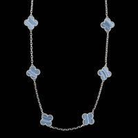 Van Cleef & Arpels 18K White Gold Estate Vintage Alhambra 10 Motif Chalcedony Necklace