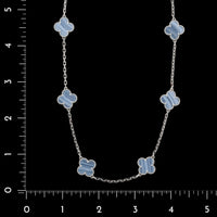 Van Cleef & Arpels 18K White Gold Estate Vintage Alhambra 10 Motif Chalcedony Necklace