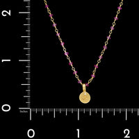 Me&Ro 18K Yellow Gold Estate Pink Sapphire Om Pendant Necklace
