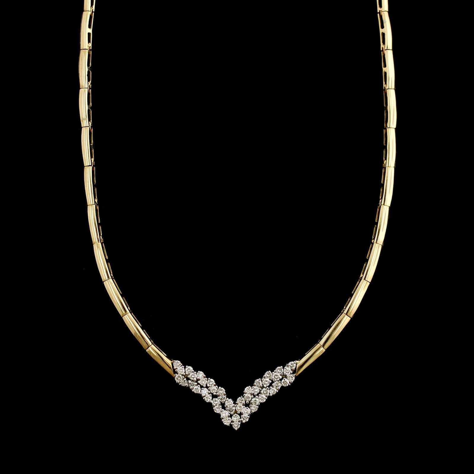 14K Two-tone Gold Estate Diamond Necklace